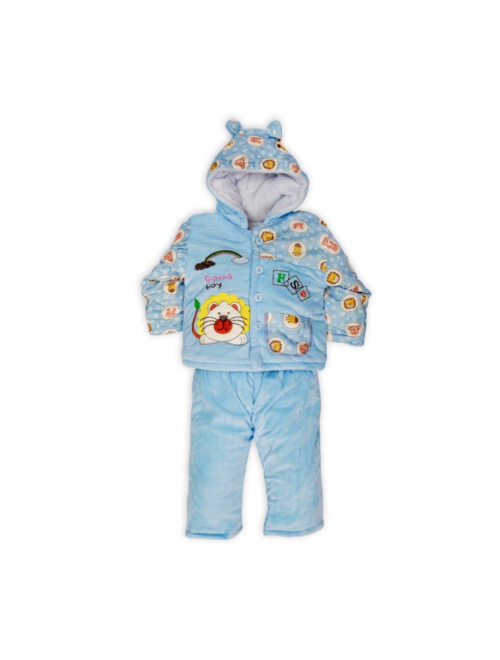 Little Spark Baby Velvet Body Suit Blue Lion (12-18 Months)